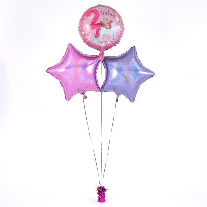 2nd Birthday Hugs Unicorn Pink Balloon Bouquet