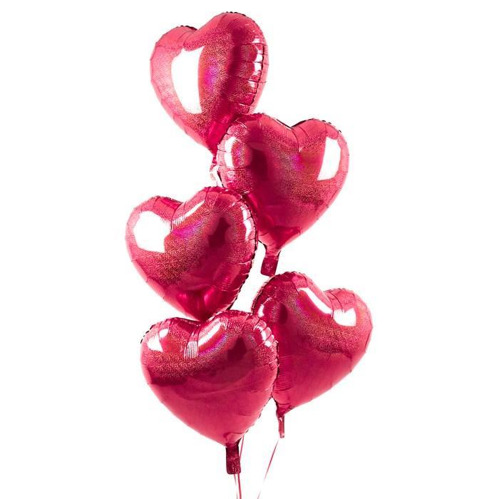 5 Red Hearts Balloon Bouquet