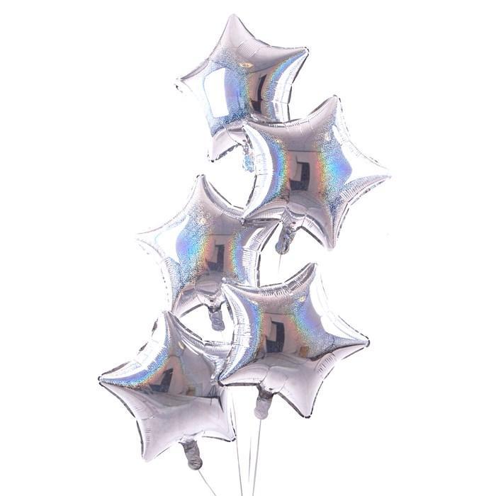 5 Silver Stars Balloon Bouquet