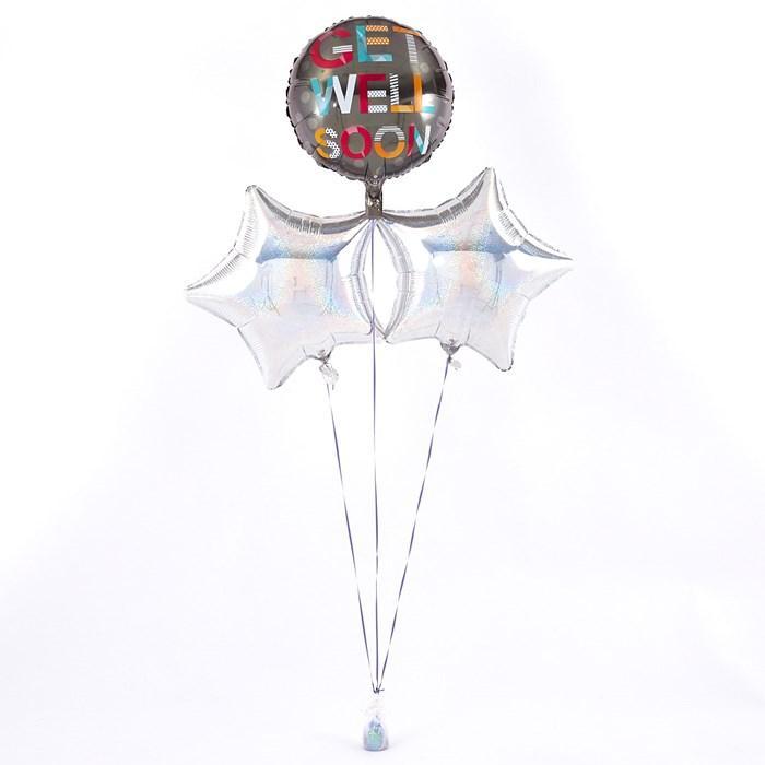Get Well Soon Silver Balloon Bouquet