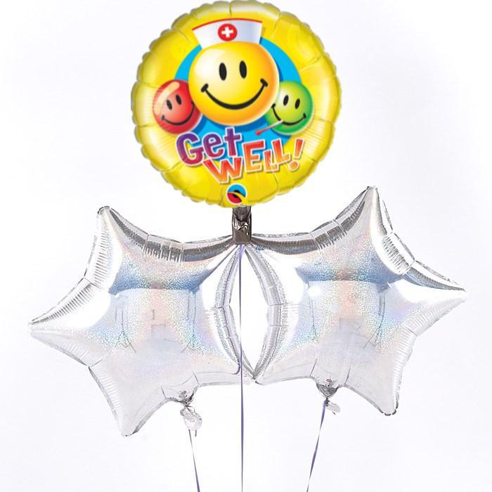 Get Well Smiley Faces Balloon Bouquet