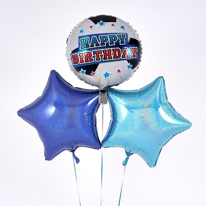Happy Birthday Football Blue Balloon Bouquet