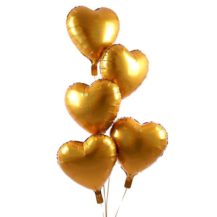 5 Gold Hearts Balloon Bouquet