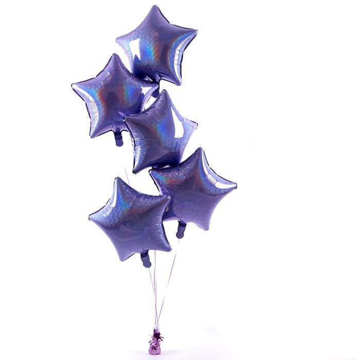 5 Lilac Stars Balloon Bouquet