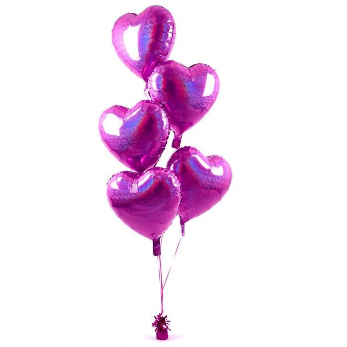 5 Pink Hearts Balloon Bouquet