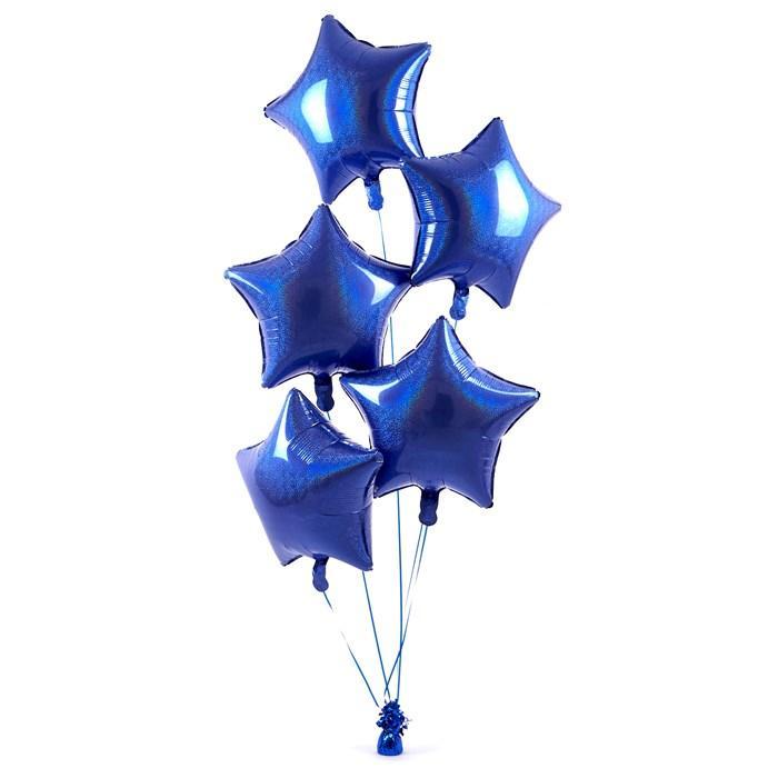 5 Royal Blue Stars Balloon Bouquet