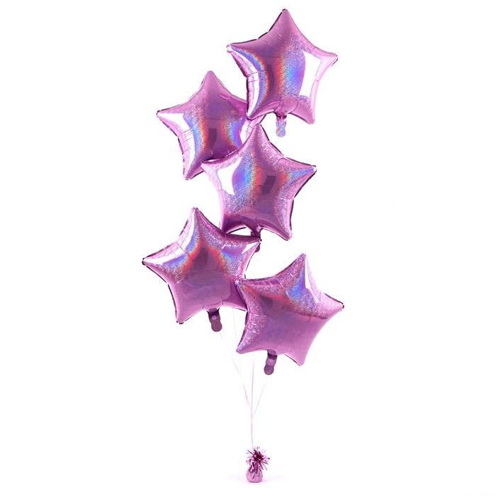 5 Pink Stars Balloon Bouquet