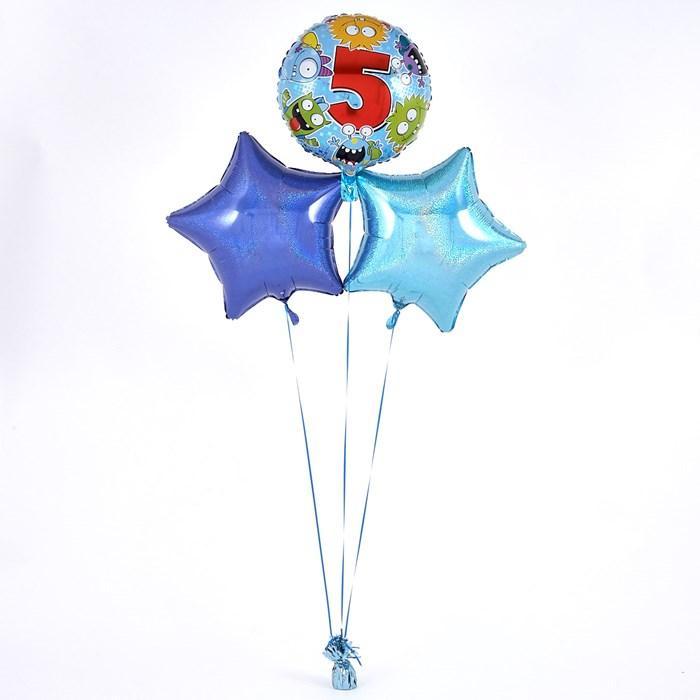 5th Birthday Monster Blue Balloon Bouquet