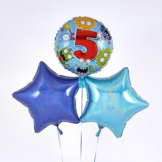 5th Birthday Monster Blue Balloon Bouquet