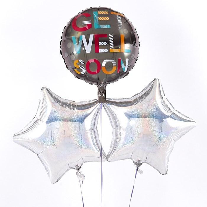 Get Well Soon Silver Balloon Bouquet
