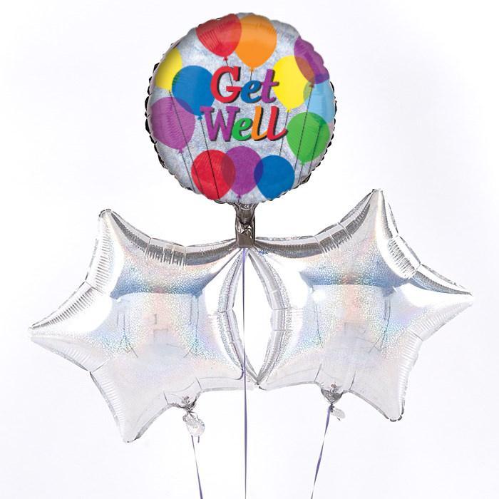 Get Well Holographic Balloon Bouquet