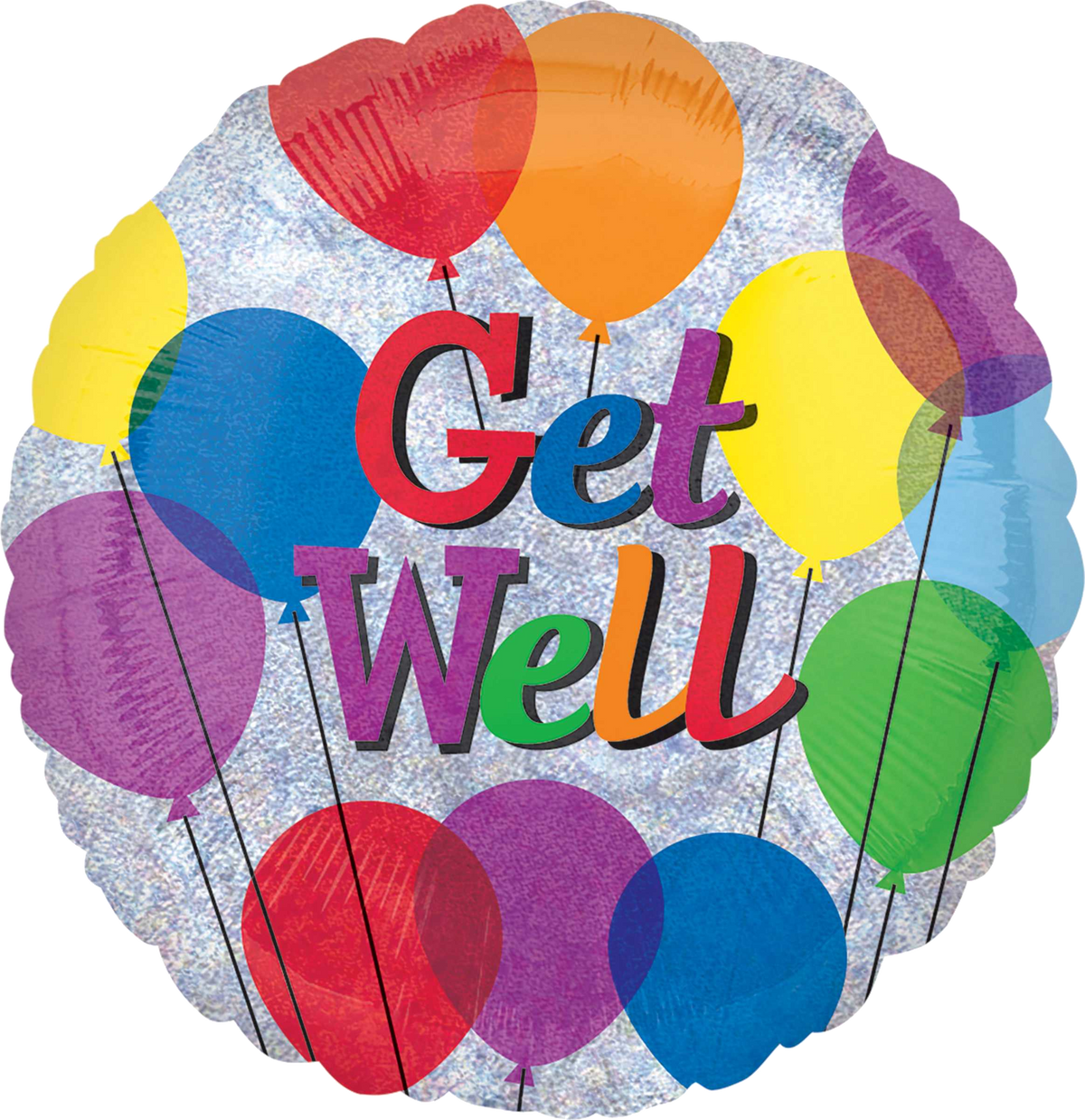 Get Well Holographic Balloon Bouquet
