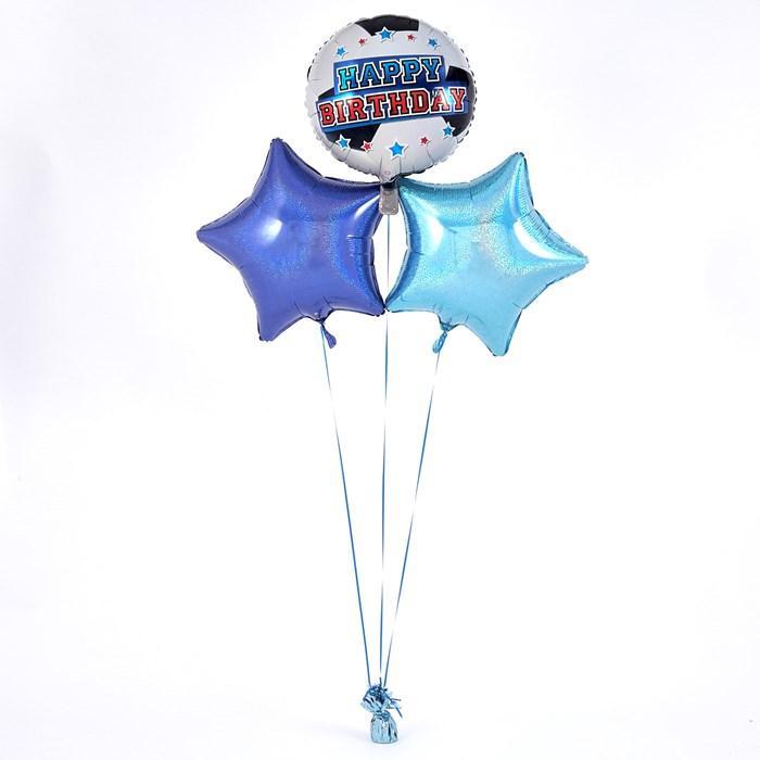 Happy Birthday Football Blue Balloon Bouquet