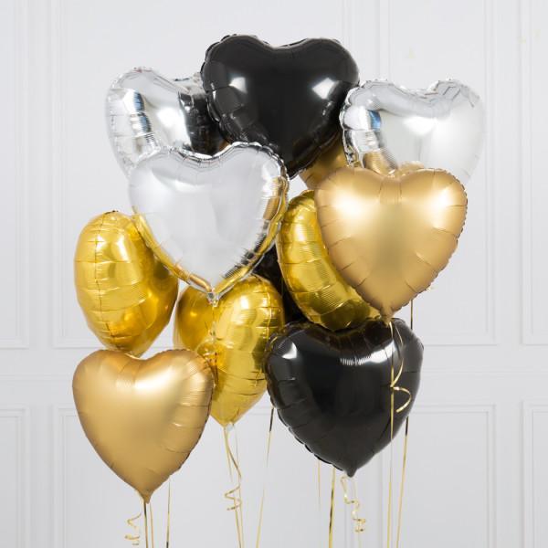 One Dozen Glitz and Glam Hearts Foil Balloons