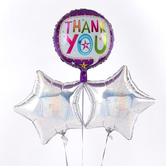 Purple Thank You Balloon with Silver Balloon Bouquet